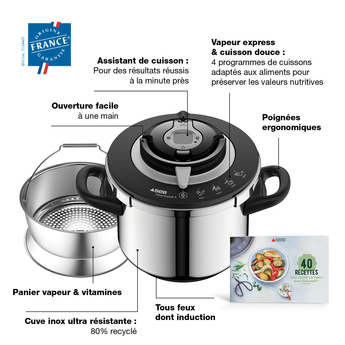 Seb COCOTTE-MINUTE SEB 6L NUTRICOOK+ INOX INDUCTION P4220705