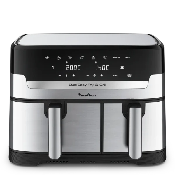 Moulinex Friteuse Sans Huile Easy Fry & Grill Dual 8 programmes - 2 bacs 8.3L Inox – Image 2