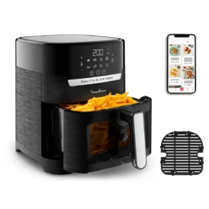 Easy Fry & Grill Vision, Air Fryer, Friteuse sans huile, 4,6 L (6 pers.), 8 programmes, Fenêtre de cuisson transparente, MoulineX
