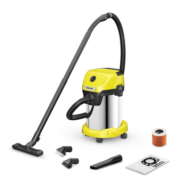 karcher wd 3 Caractéristiques et avantages Aspirateur eau et poussières WD 3 S V-19/4/20 Suc. Br. Kit: Filtre à cartouche monobloc Filtre à cartouche monobloc Pour l'aspiration de l'eau et de la poussière sans remplacement du filtre. Montage ou démontage simple du filtre par rotation sans pièce de verrouillage supplémentaire.Aspirateur eau et poussières WD 3 S V-19/4/20 Suc. Br. Kit: Rangement pratique des câbles et des accessoires Rangement pratique des câbles et des accessoires Rangement des accessoires pratique, sûr et peu encombrant. Rangement sécurisé du câble d'alimentation grâce au crochet pour câble intégré.Aspirateur eau et poussières WD 3 S V-19/4/20 Suc. Br. Kit: Rangement de flexible sur la tête de l'appareil Rangement de flexible sur la tête de l'appareil Rangement peu encombrant du flexible d'aspiration, qui se suspend à la tête de l'aspirateur. Fixation intuitive, convenant aux droitiers comme aux gauchers. Surface de rangement Pour un rangement sûr des outils et des petites pièces comme les clous et les vis. Fonction de soufflerie pratique Partout où il est impossible d’aspirer, la fonction de soufflerie se montrera utile. Élimination aisée des saletés, par exemple d'un lit de gravier. Sacs filtrants en non-tissé Matériau non tissé à 3 couches, extrêmement résistant à la déchirure. Pour une puissance d'aspiration longue durée et une rétention optimale de la poussière. Rangement de la poignée sur la tête de l'appareil En cas d'interruption, stationnement rapide de la poignée sur la tête de l'aspirateur. L'aspirateur, le flexible d'aspiration et le suceur pour sol sont parfaitement adaptés les uns aux autres Pour un nettoyage optimal, qu'il s'agisse de poussières sèches, fines ou grossières, ou de liquide. Pour un confort de travail et une flexibilité exceptionnels lors de l'aspiration. Système de verrouillage « Pull & Push » Pour ouverture et fermeture simples, rapides et sûres du réservoir. Poignée de transport ergonomique Permet de transporter l'appareil confortablement. Spécifications Données techniques Consommation d'énergie (W) 1000 Taille de la cuve (l) 19 Matériau de la cuve Acier inoxydable Couleur Cuve Tête jaune Pare-chocs jaune Câble d'alimentation (m) 4 Diamètre nominal des accessoires (mm) 35 Type de courant (V/Hz) 220 - 240 / 60 - 60 Poids sans accessoires (kg) 4,9 Poids avec emballage (kg) 7 Dimensions (L × l × H) (mm) 353 x 328 x 523 Scope of supply Flexible d'aspiration: 2 m, avec poignée incurvée, Plastique Poignée amovible Tube d'aspiration: 2 pièce(s), 0.5 m, 35 mm, Plastique Suceur eau/poussières: Clips Suceur fentes Suceur-pinceau à poils souples Suceur-pinceau à poils durs Sacs filtrants en non-tissé: 1 pièce(s) Filtre à cartouche: une pièce