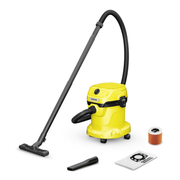 KARCHER Aspirateur eau et poussières WD 2 Plus V-15/4/18/C Le WD 2 Plus V-15/4/18/C assure une puissance d'aspiration élevée avec une cuve en plastique de 15 litres, une fonction de soufflerie, un filtre à cartouche monobloc, un câble de 4 mètres et un flexible d'aspiration de 1,8 mètre KARCHER PLASTIQTE